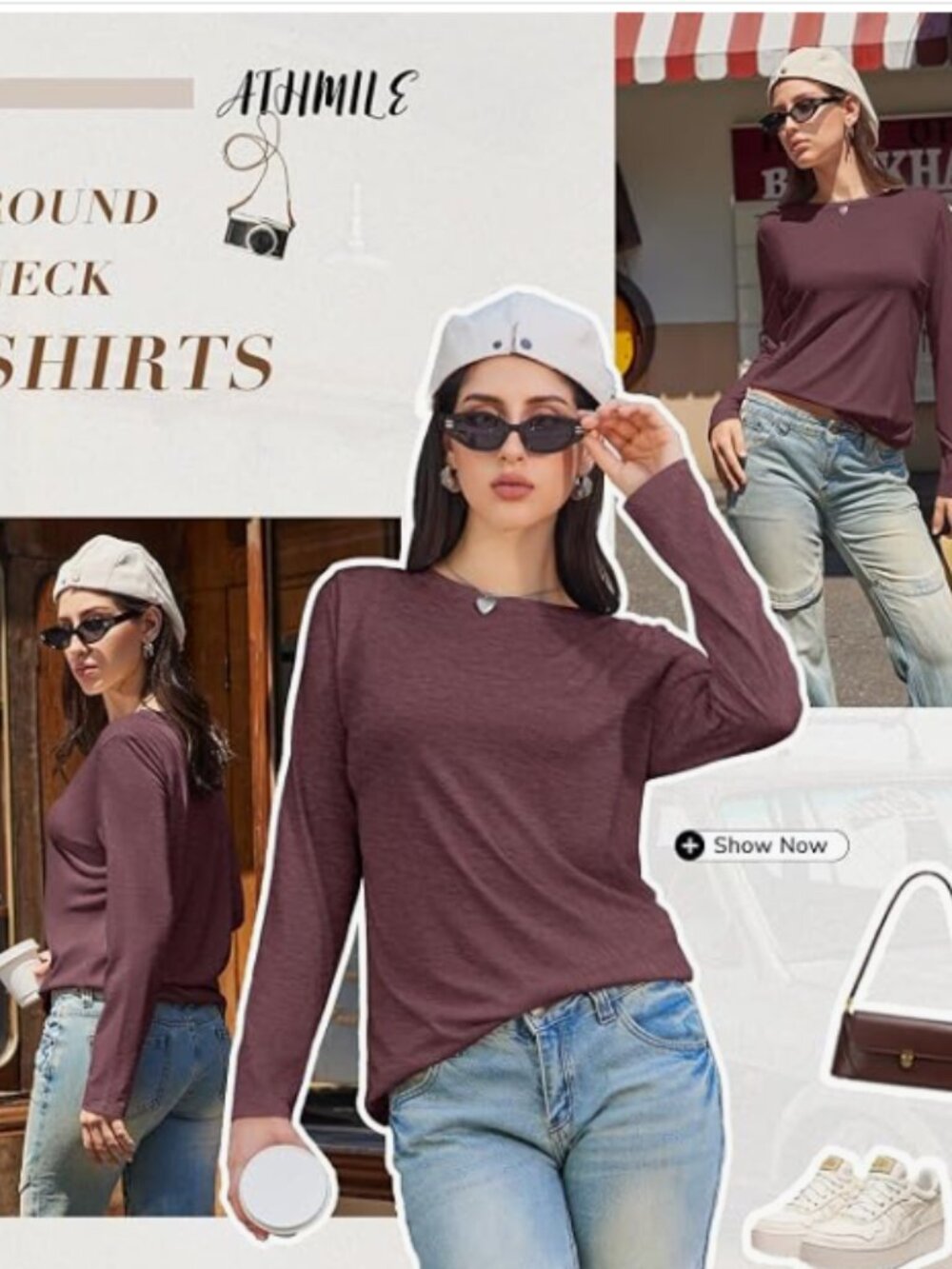ATHMILE Wine Red Long Sleeve Casual Top Size XXL New With Tags